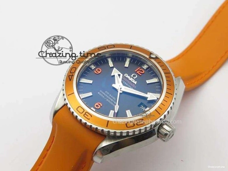 0417 Breathable Planet Ocean SS Bp Maker 45mm Orange Bezel On Orange Rubber Strap A 8221